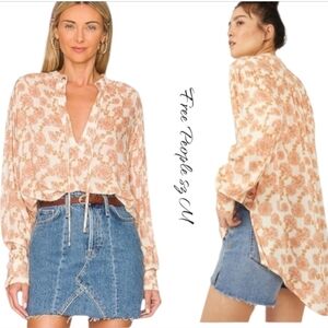 NWT FREE PEOPLE Floral Print flowy Tunic Top sz M